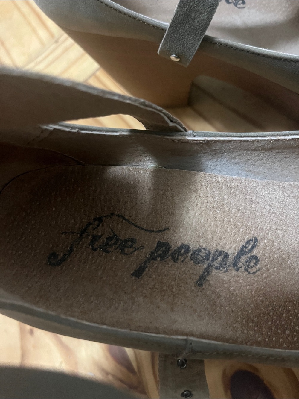 Free People Olive Taupe Ankle-Strap Mary Jane Heels - Picture 4 of 11
